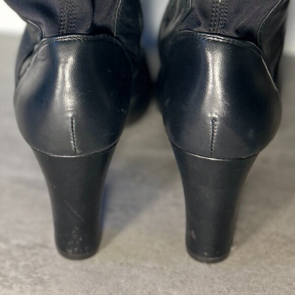 Rockport SZ 10 Black Leather Knee High Heeled Adiprene Comfort Boot Old $ Staple - Picture 8 of 10